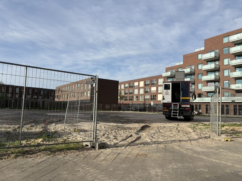 Heavy truck inside the fenced site